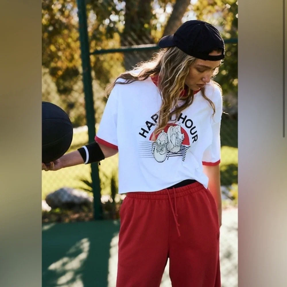 NEW! FP Movement by Free People White and Red Crop Top, Small - Picture 2 of 6